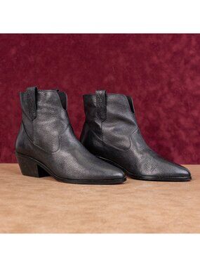 Linea Paolo Women Wit Black Leather Festival Western Cowboy Ankle Boots sz 11
